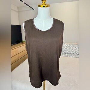 Alia Petites | Ribbed Chocolate Brown w/ Metallic Like Trim